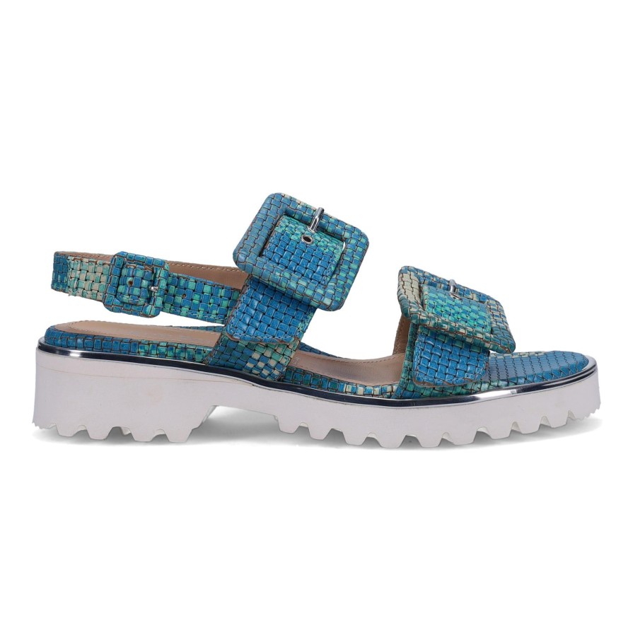 Ron White Callie Weave Aqua Sandals