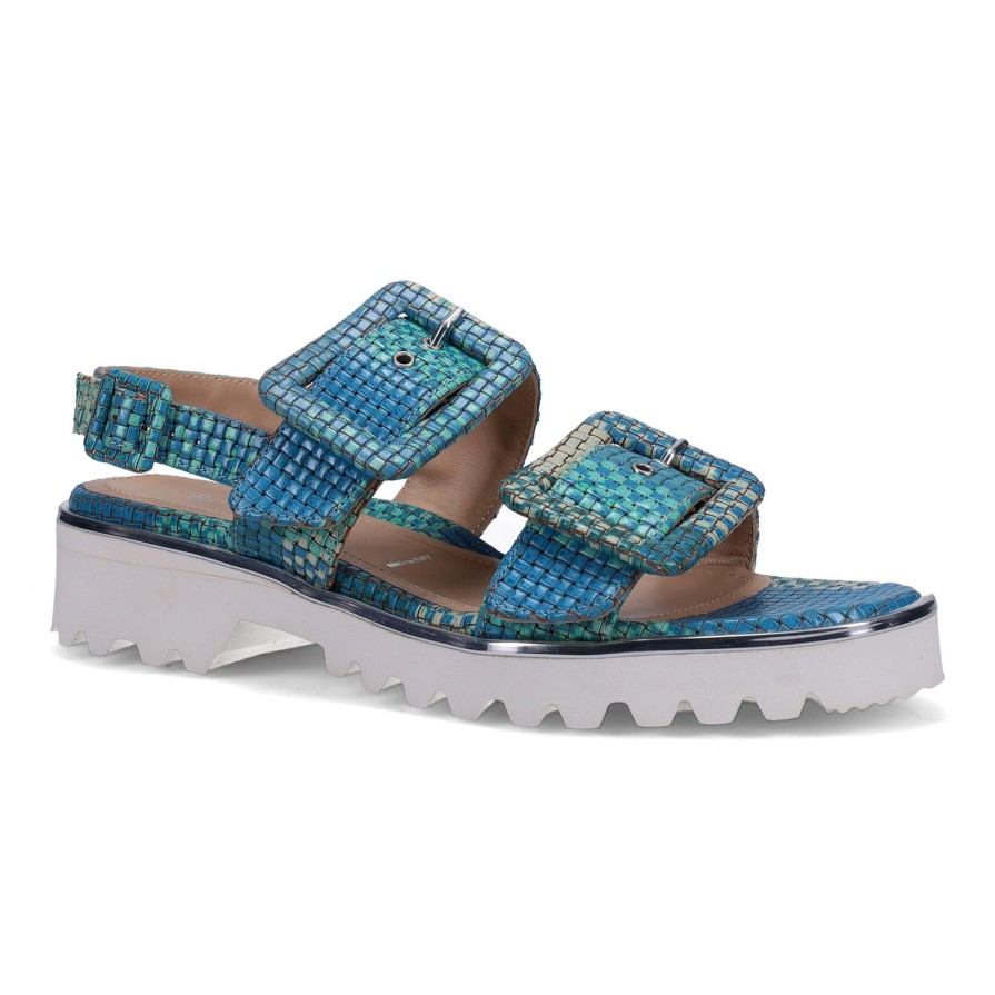 Ron White Callie Weave Aqua Sandals