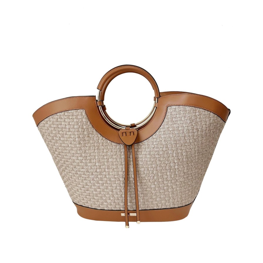 Ron White Faxton Raffia Cognac Handbags