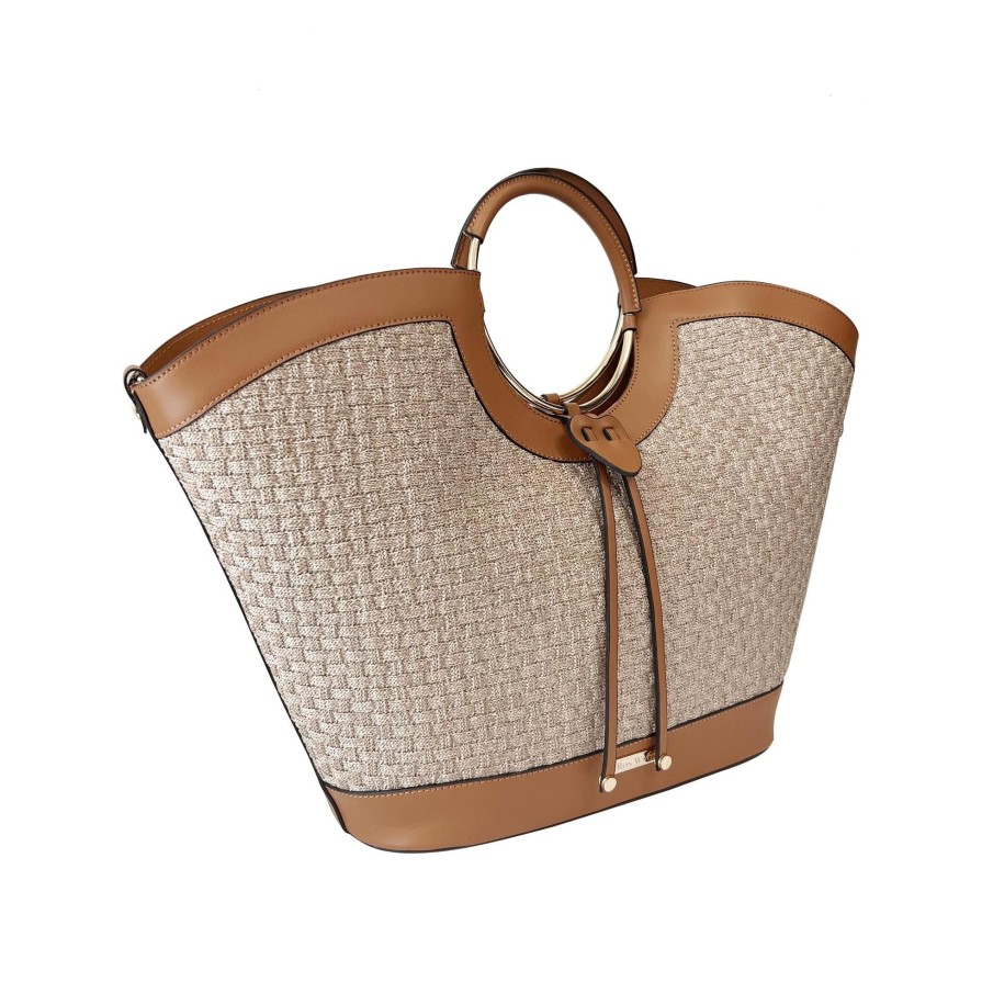 Ron White Faxton Raffia Cognac Handbags