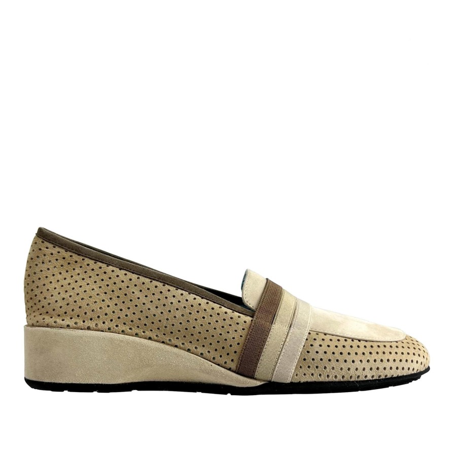 Ron White Arcane Suede By Thierry Rabotin Beige Wedges