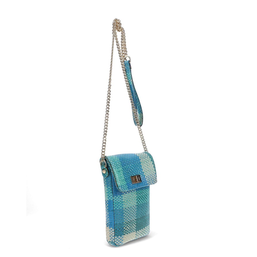 Ron White Edan Weave Aqua Handbags