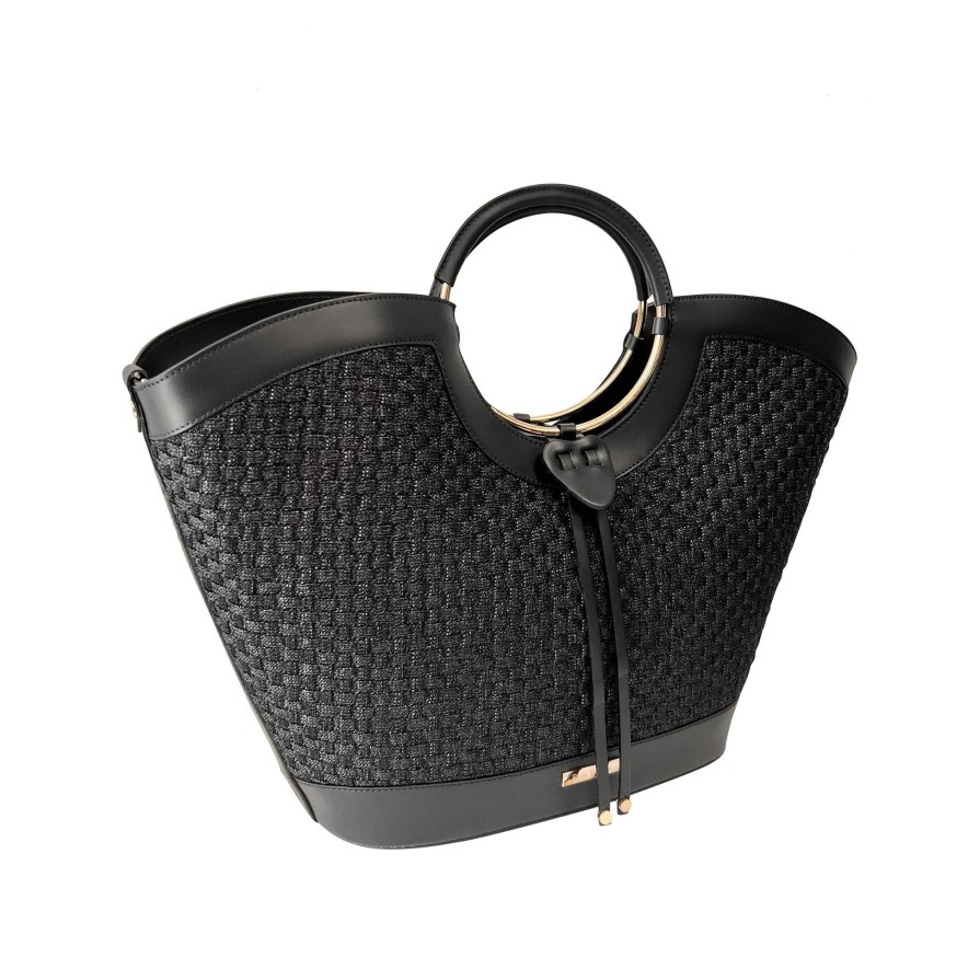 Ron White Faxton Raffia Onyx Handbags