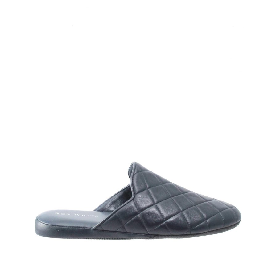 Ron White Harrison Quilt Navy Slippers