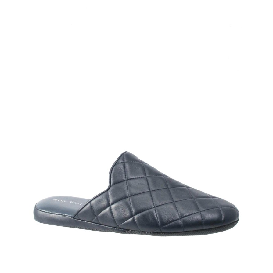 Ron White Harrison Quilt Navy Slippers