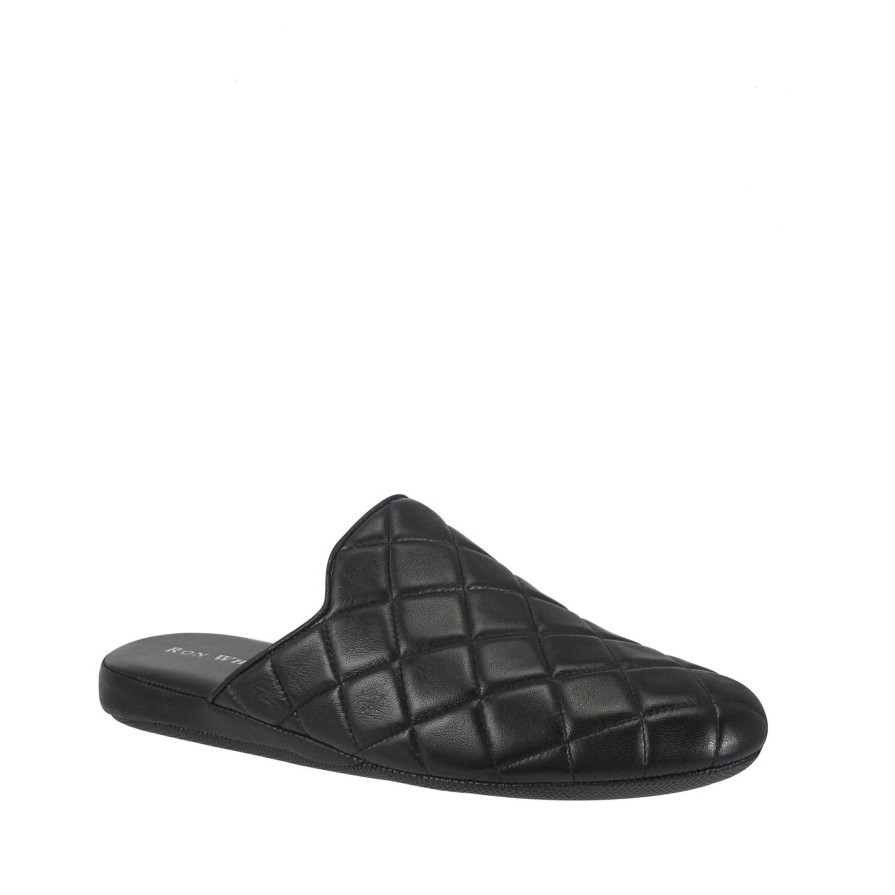 Ron White Harrison Quilt Black Slippers