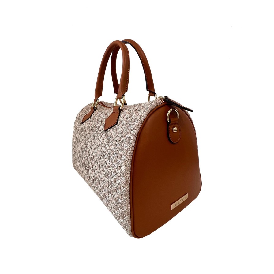 Ron White Farlin Raffia Cognac Handbags