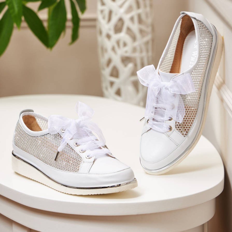 Ron White Novalee Mesh Silver Sneakers